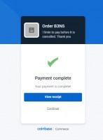 Payment has been confirmed by the network, order is now confirmed.